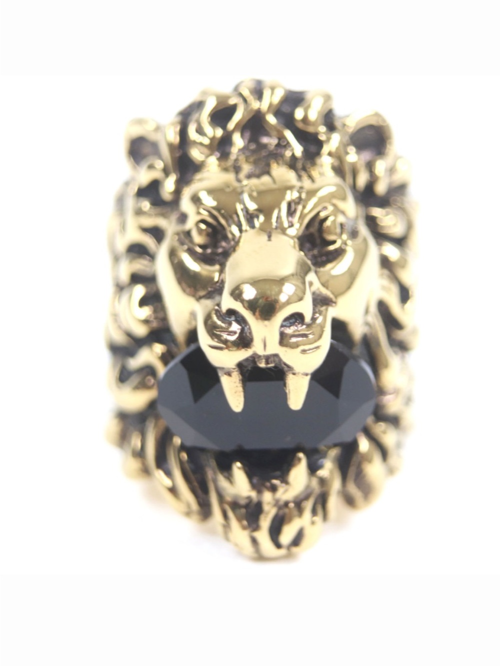 Gold Lion Head Ring with Black Stone - Mens Women's JewelryGucci ring